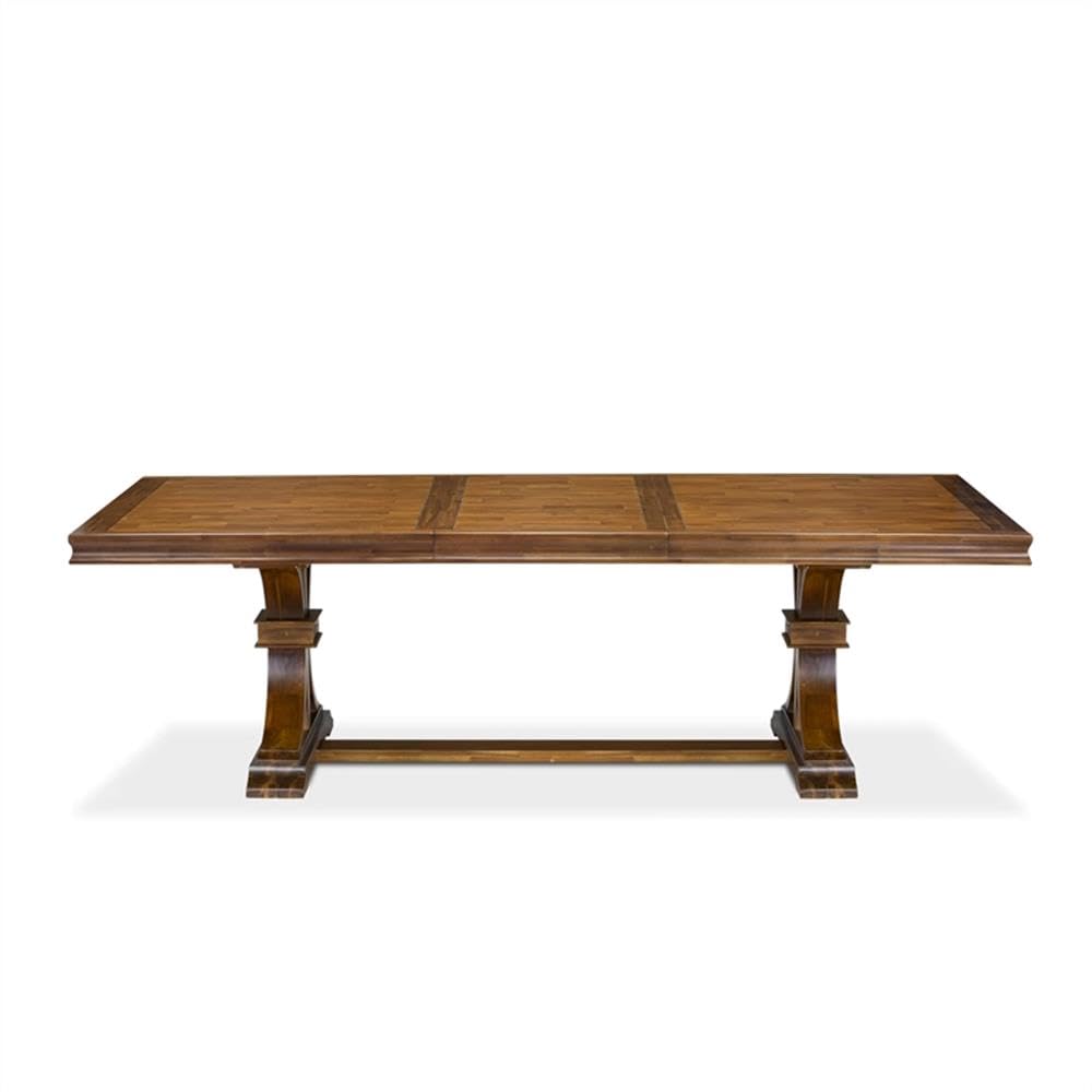 9-Piece Acacia Wood Dining Table Set with 8 Dark Grey Chairs R637479