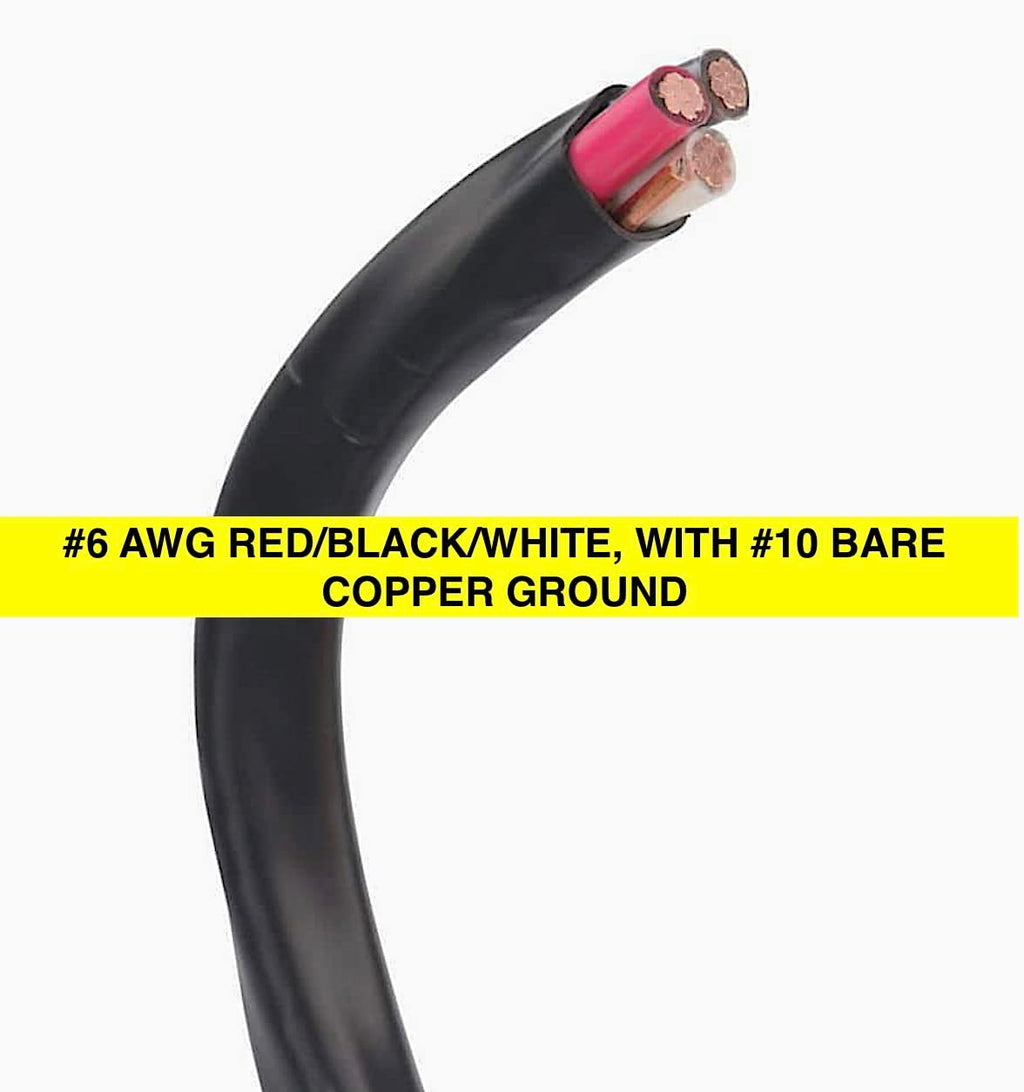 6 AWG 3 Conductor with Ground Black Copper Wire I905152