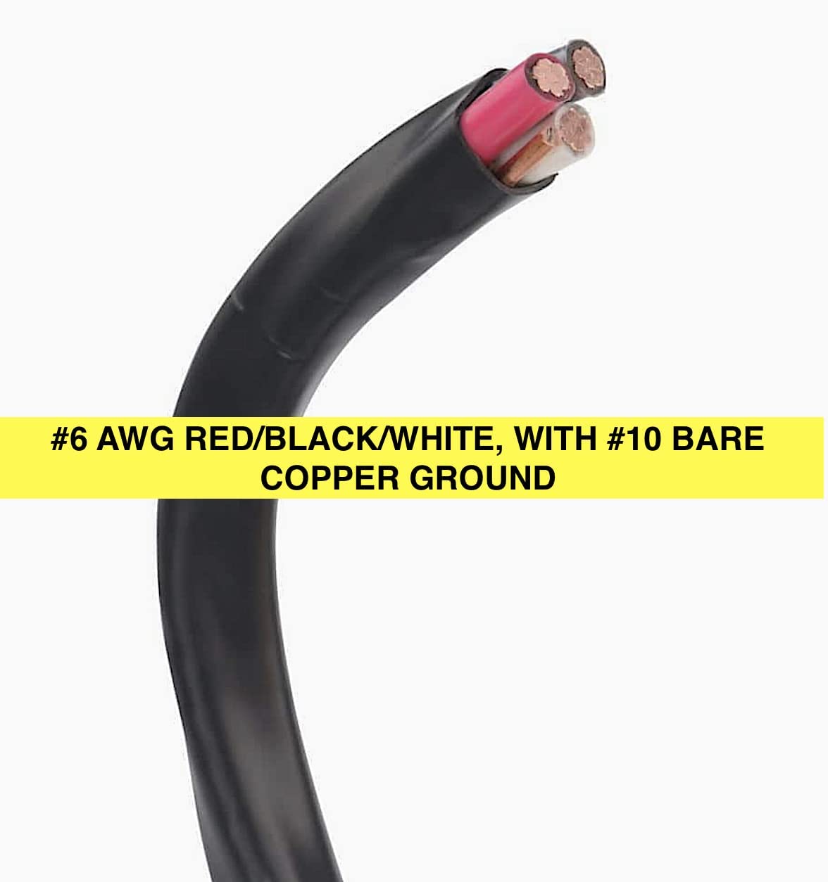 6 AWG 3 Conductor with Ground Black Copper Wire I905152