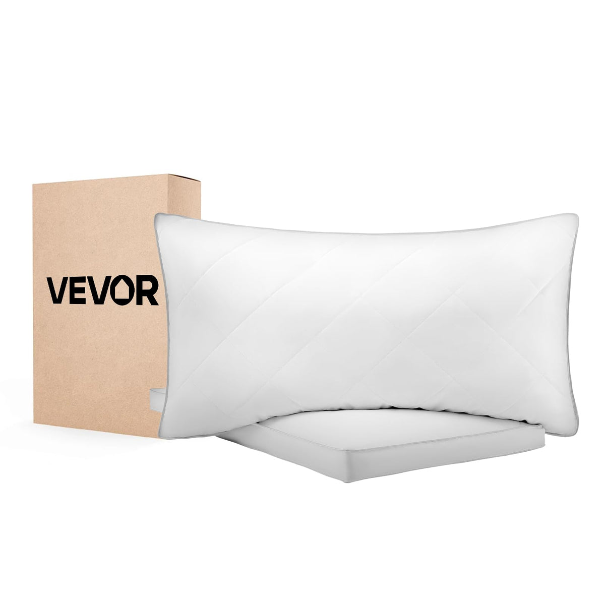 Queen Size White Set of 2 Bed Pillows O753017