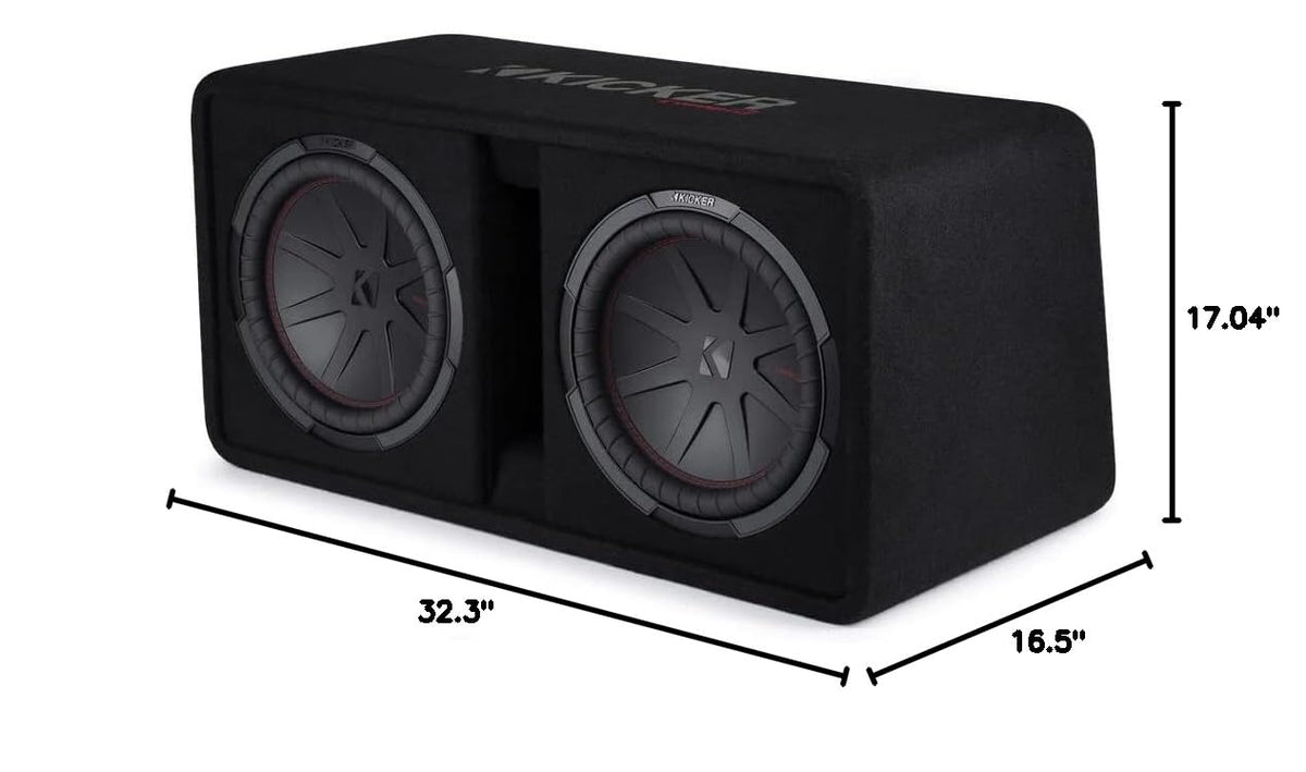 Dual 12" 1000W RMS 2 Ohm Loaded Subwoofer Enclosure & Amp Package O426607