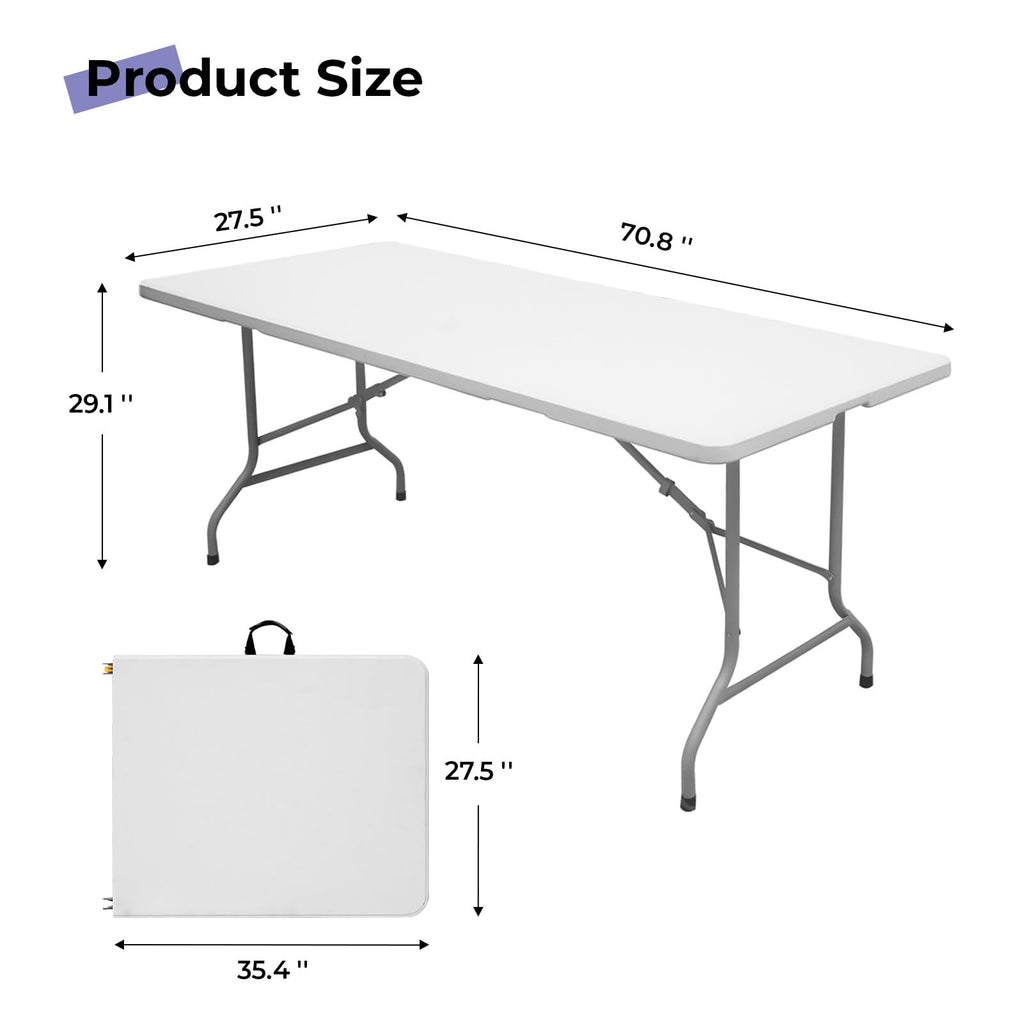 White 6ft Heavy Duty Folding Table W722