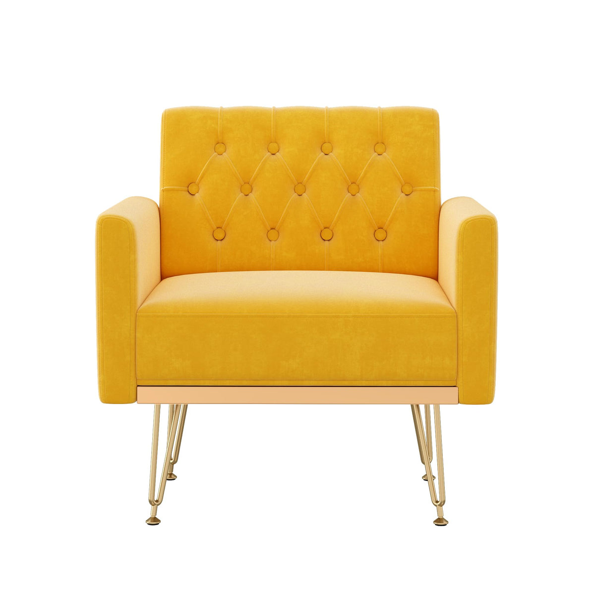 Velvet Upholstered Single Sofa Couch with Gold Metal Legs S4785