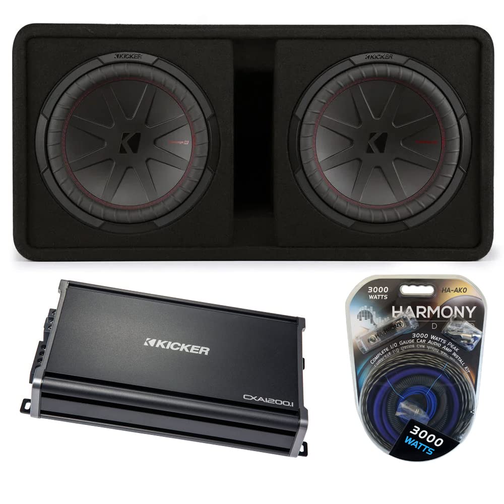 Dual 12" 1000W RMS 2 Ohm Loaded Subwoofer Enclosure & Amp Package O426607