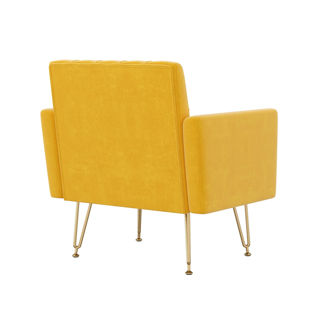 Velvet Upholstered Single Sofa Couch with Gold Metal Legs S4785