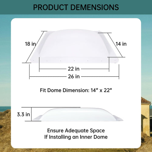 18" x 26" White RV Skylight Replacement W245968