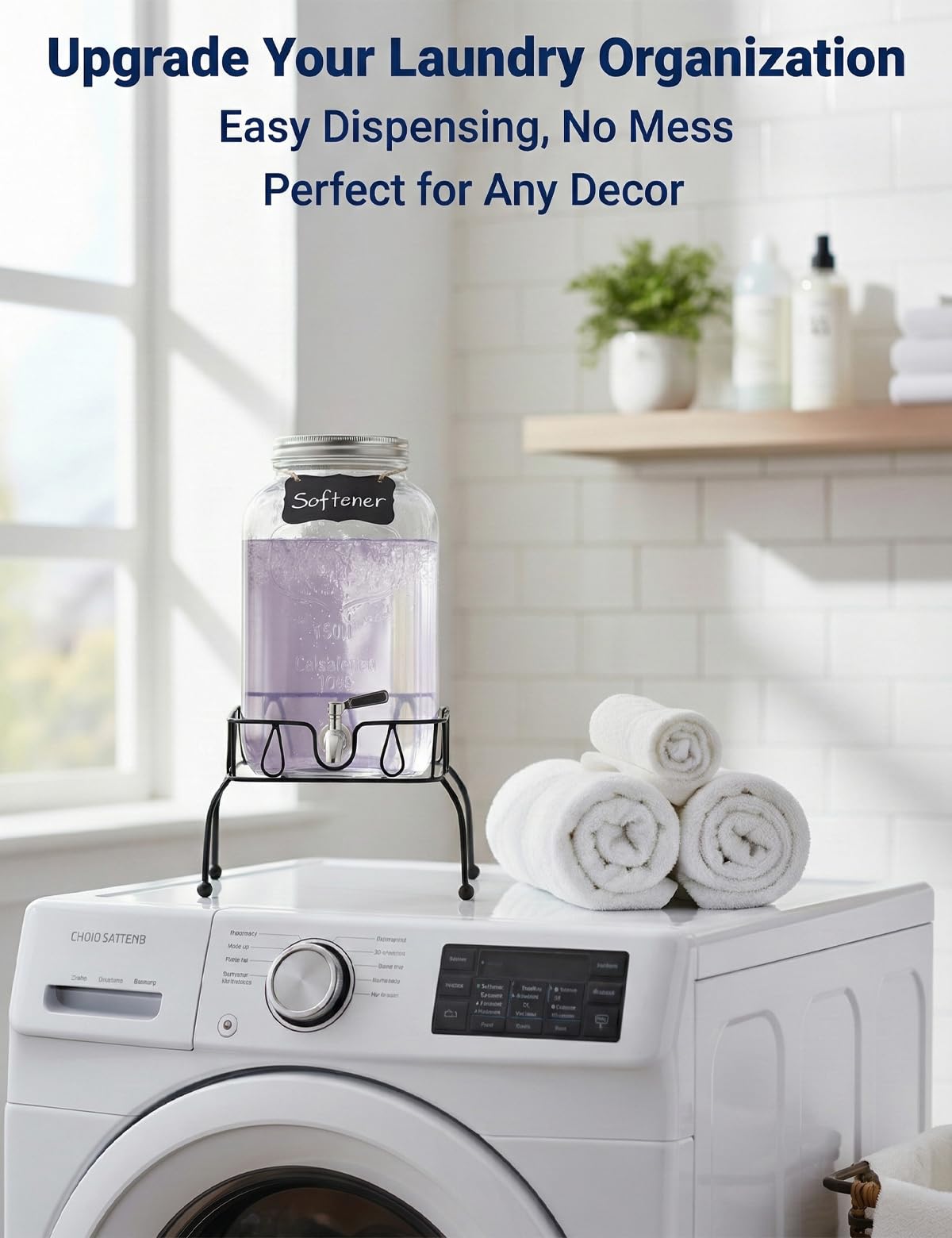 2 Gallon Glass Drink Dispenser with Stand and Lid Q1082