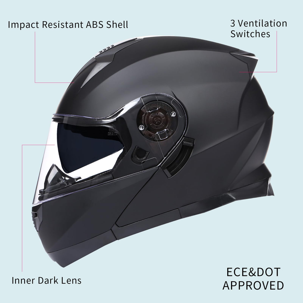 Modular Motorcycle Helmet Flip Up Anti-Fog Lens M7108