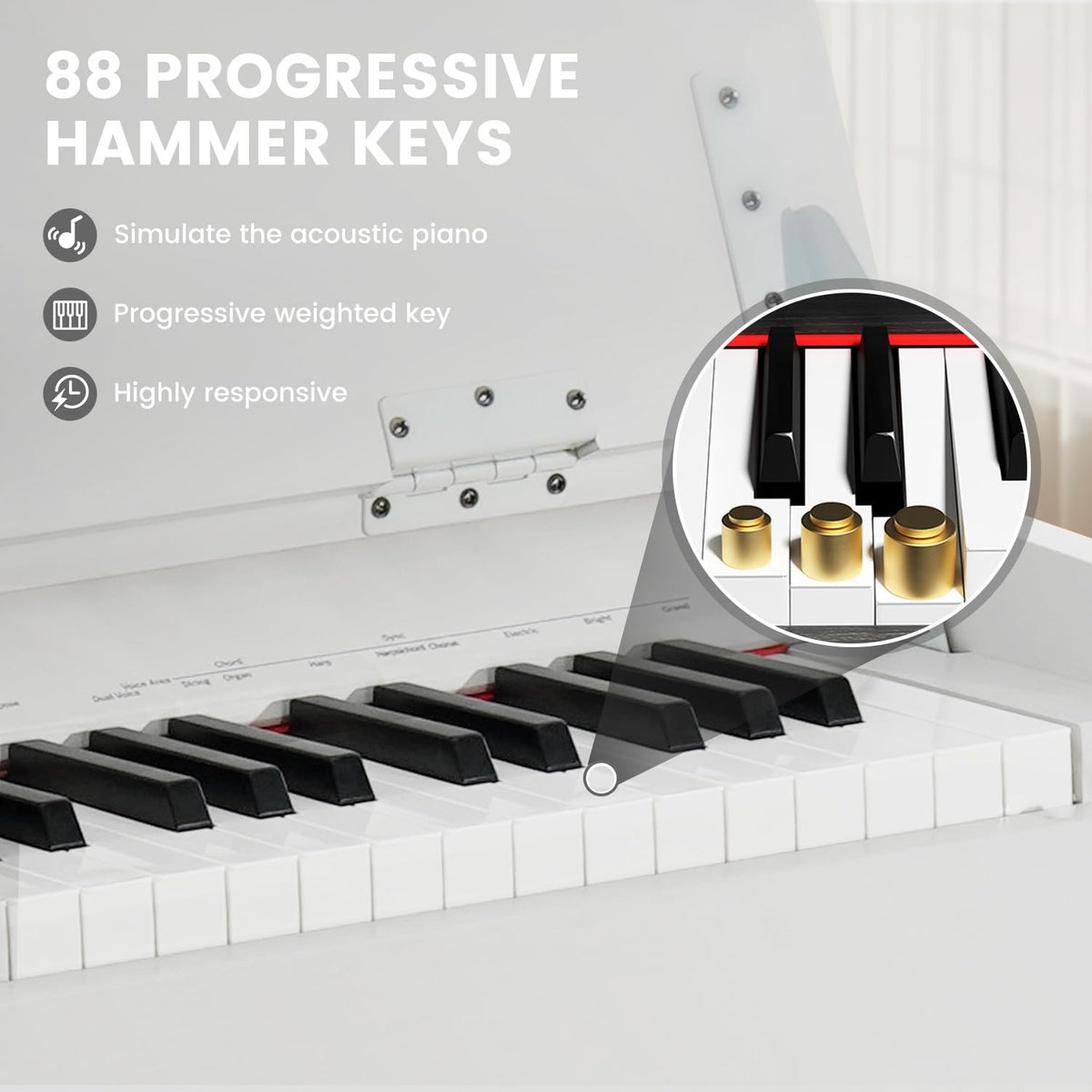 88-Key Weighted Hammer Action Piano Keyboard with Bench R36416
