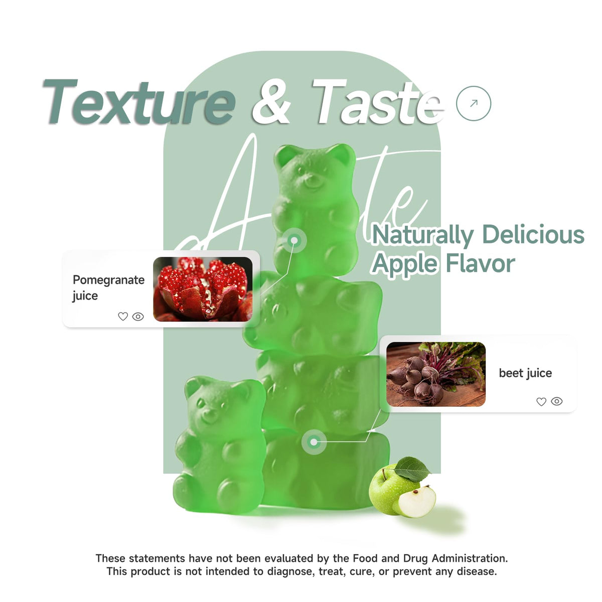 Apple Cider Vinegar Gummies with Vitamin B6, B12, Folate & Beet Root, 180 Gummies L861443