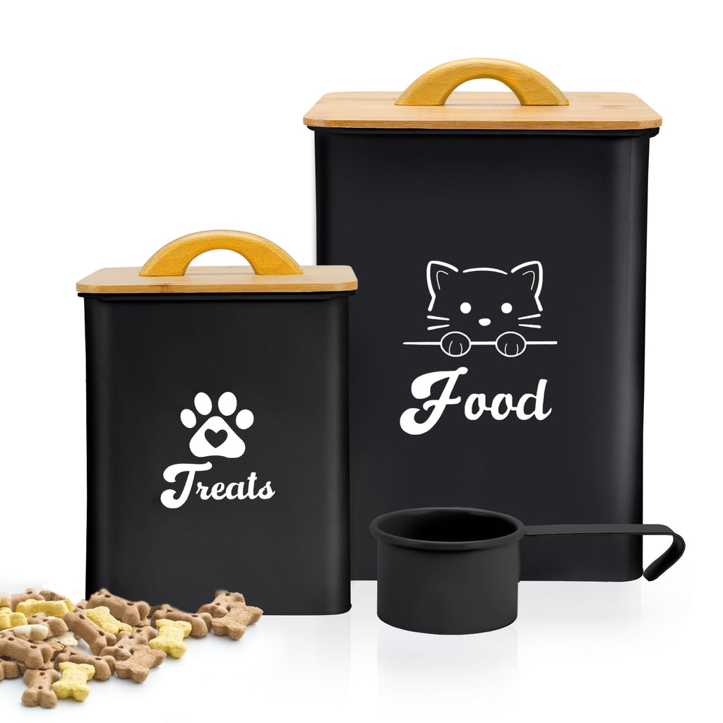Black Airtight Cat Food Storage Container with Scoop T766330