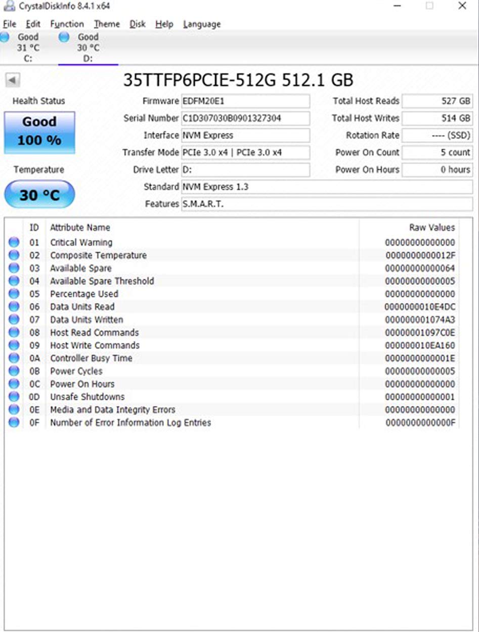 512GB NVMe PCIe M.2 2280 Internal SSD E157732