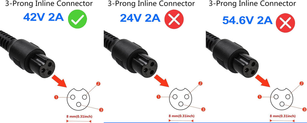 42V 2A Power Adapter with 3-Prong Inline Connector J633