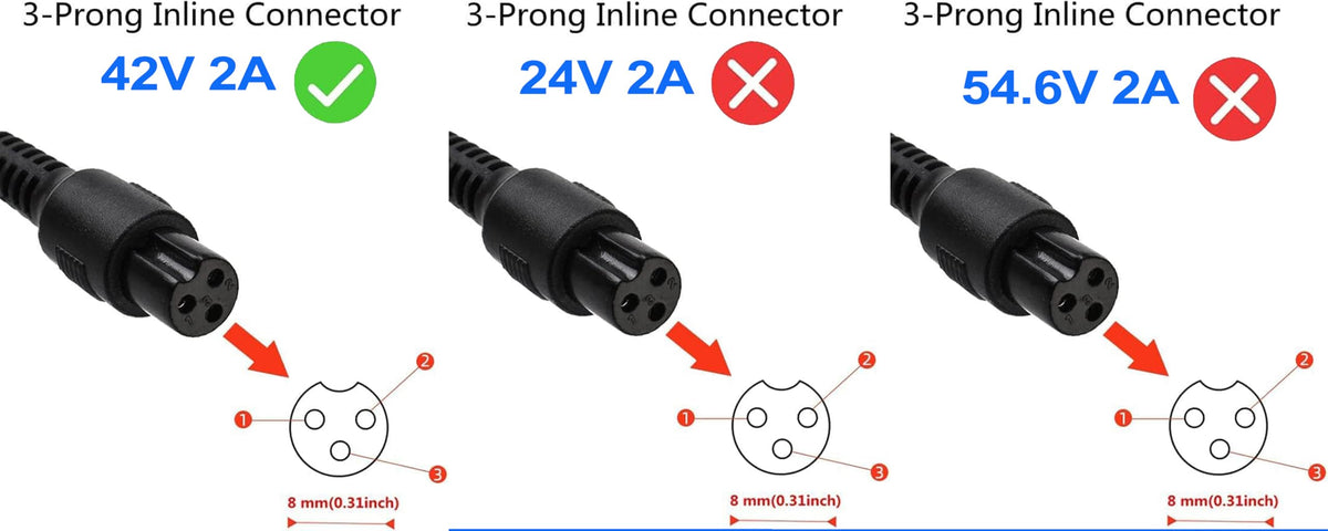 42V 2A Power Adapter with 3-Prong Inline Connector J633