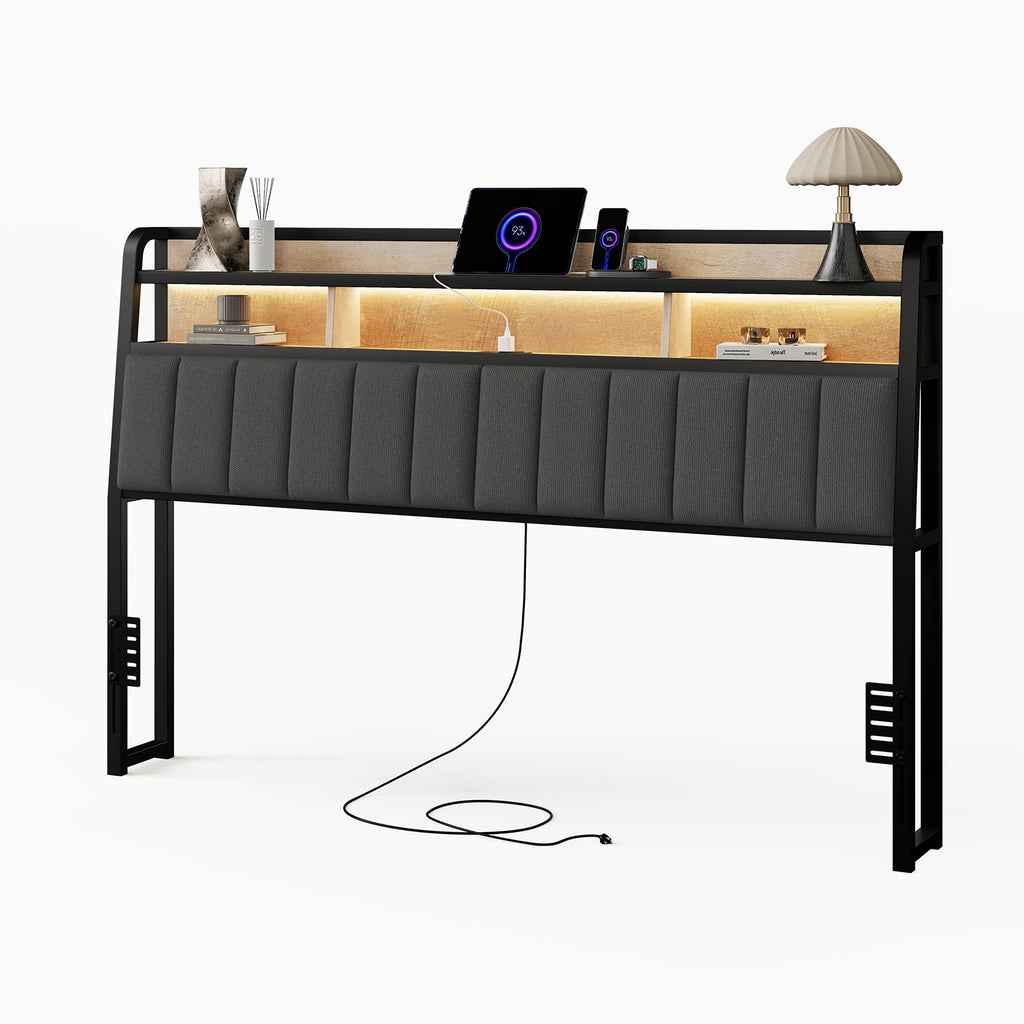 King Headboard with Storage and Charging Station V869