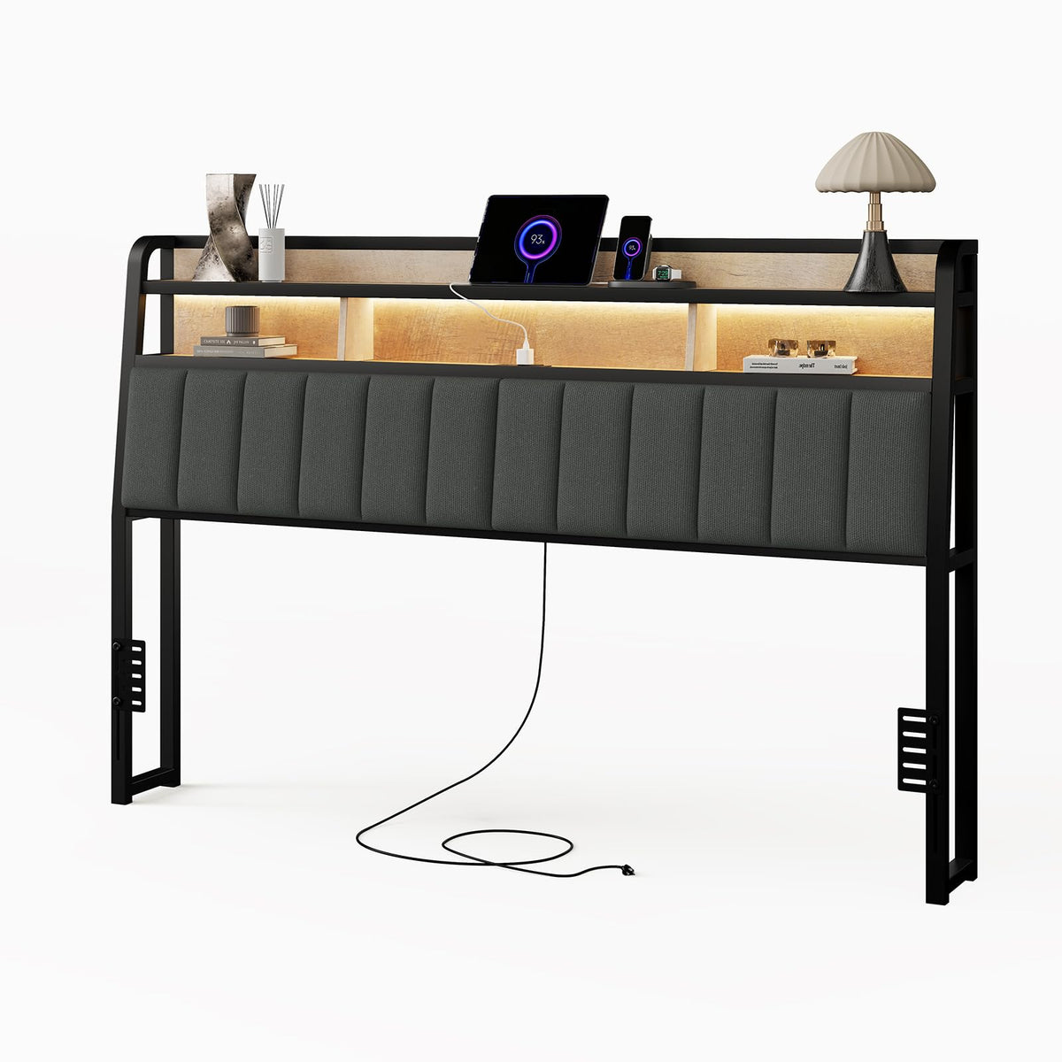 King Headboard with Storage and Charging Station V869