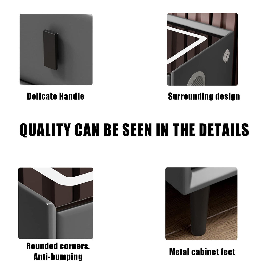 Gray 3 Drawer Smart Bedside Table G643540