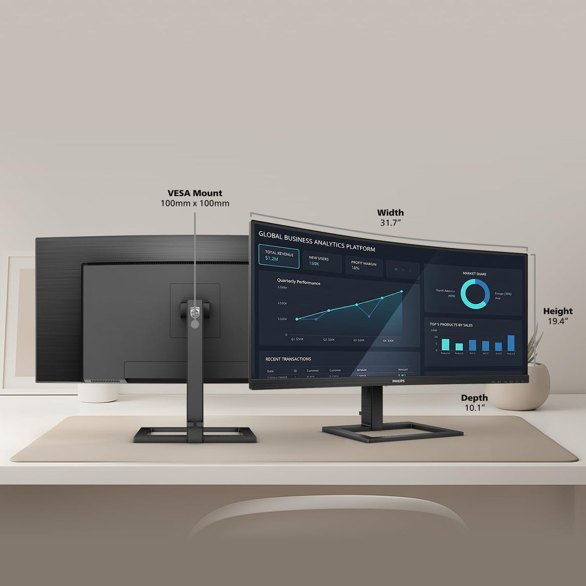 34 Inch Curved UWQHD Computer Monitor Y292422