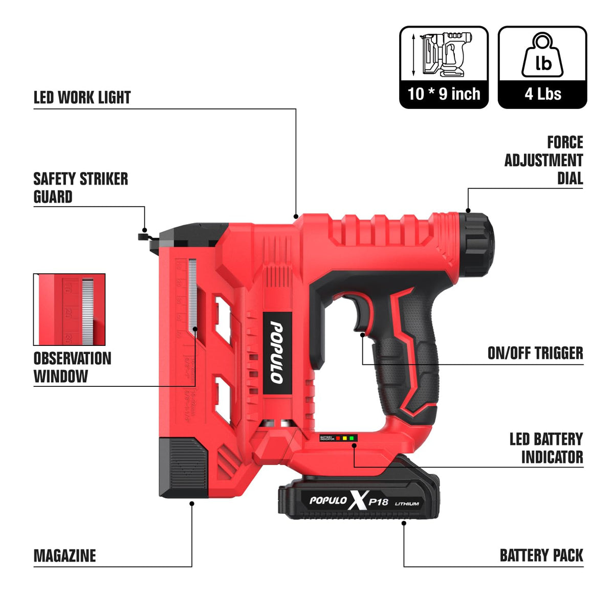 20V Cordless 18 Gauge 2 In 1 Brad Nailer Stapler G5286
