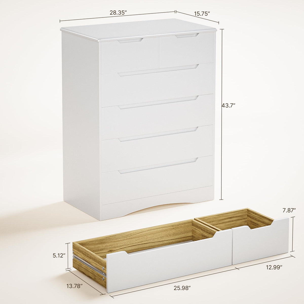 White 6 Drawer Dresser Z69989