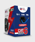Cat6 Plenum Ethernet Cable 1000FT CMP Rated 23AWG Solid Conductor UTP Blue M1539