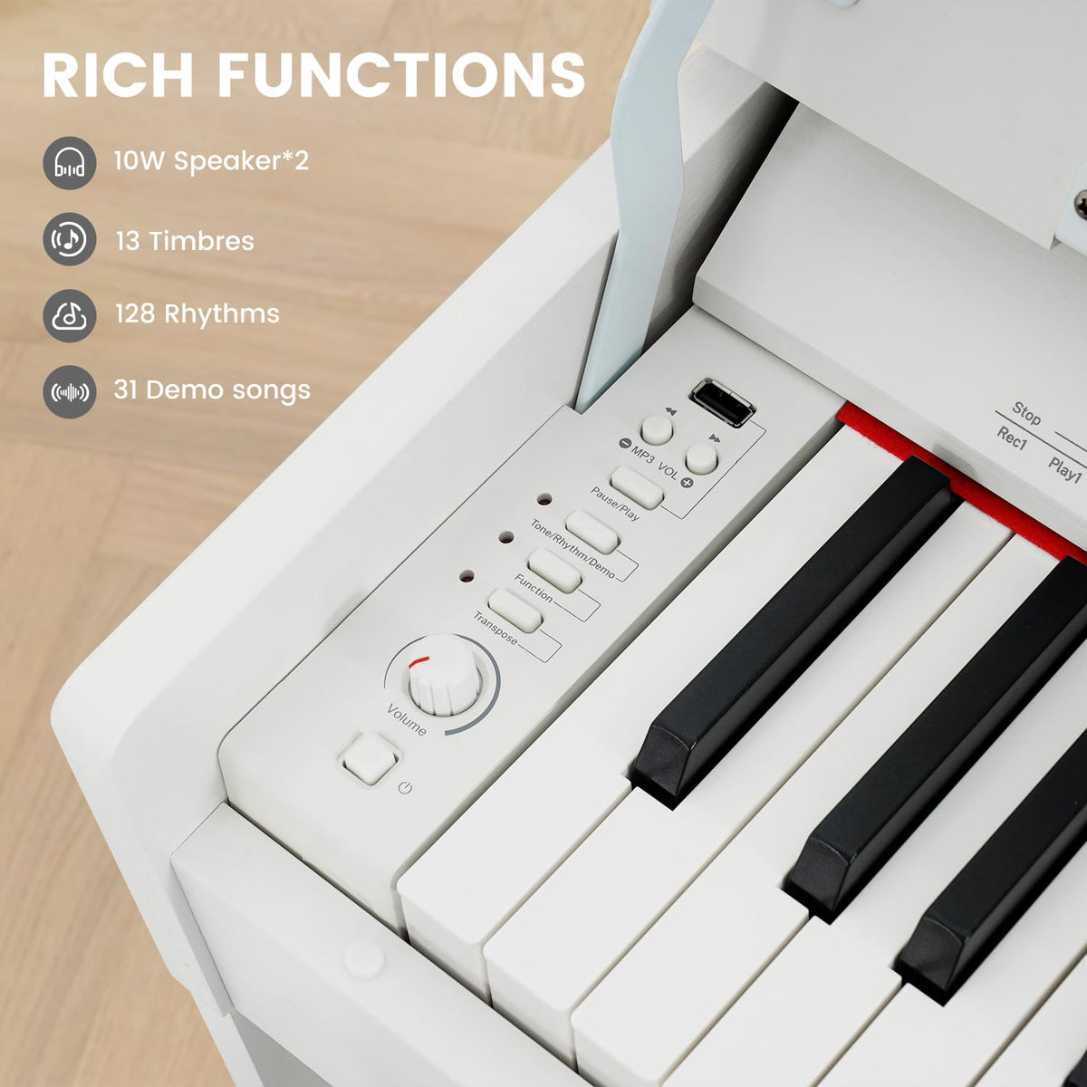 88-Key Weighted Hammer Action Piano Keyboard with Bench R36416