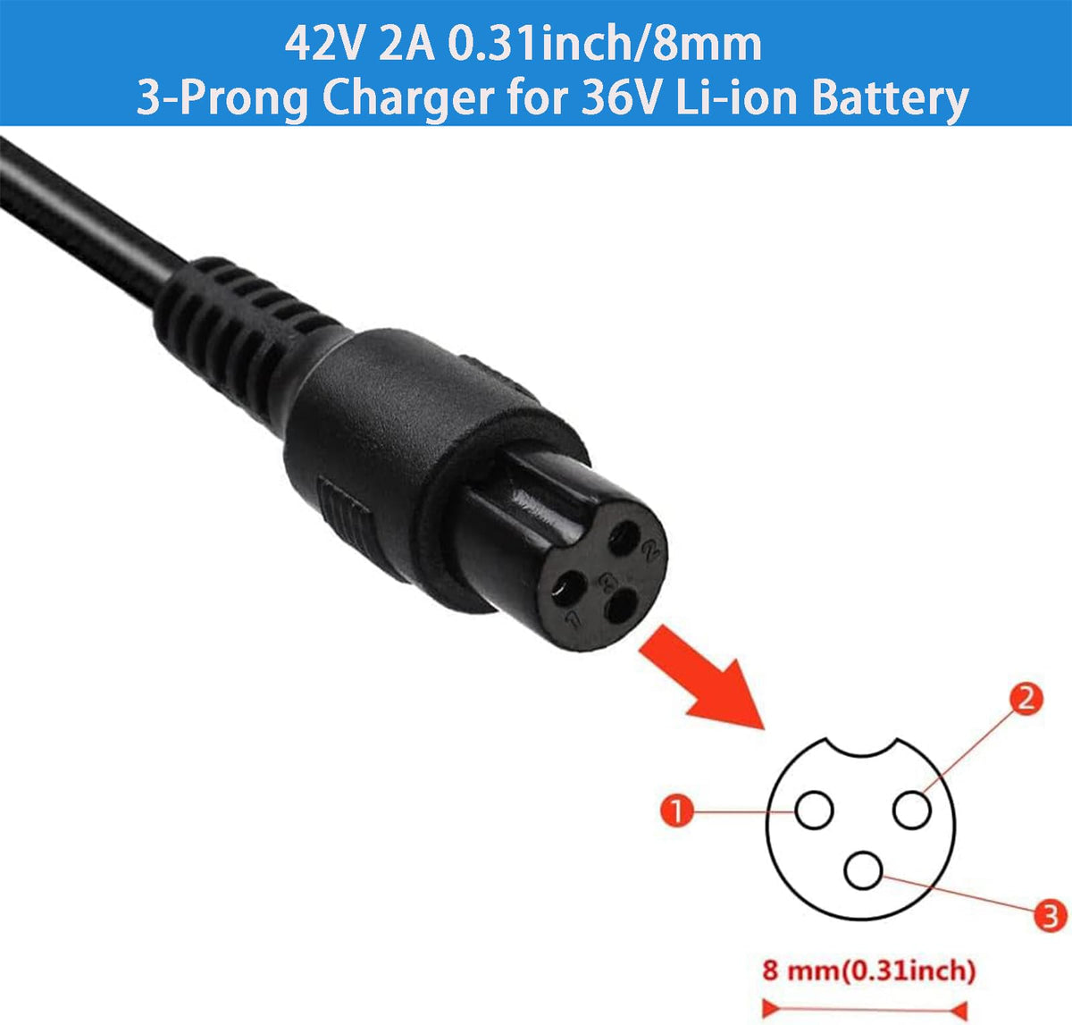 42V 2A Power Adapter with 3-Prong Inline Connector J633
