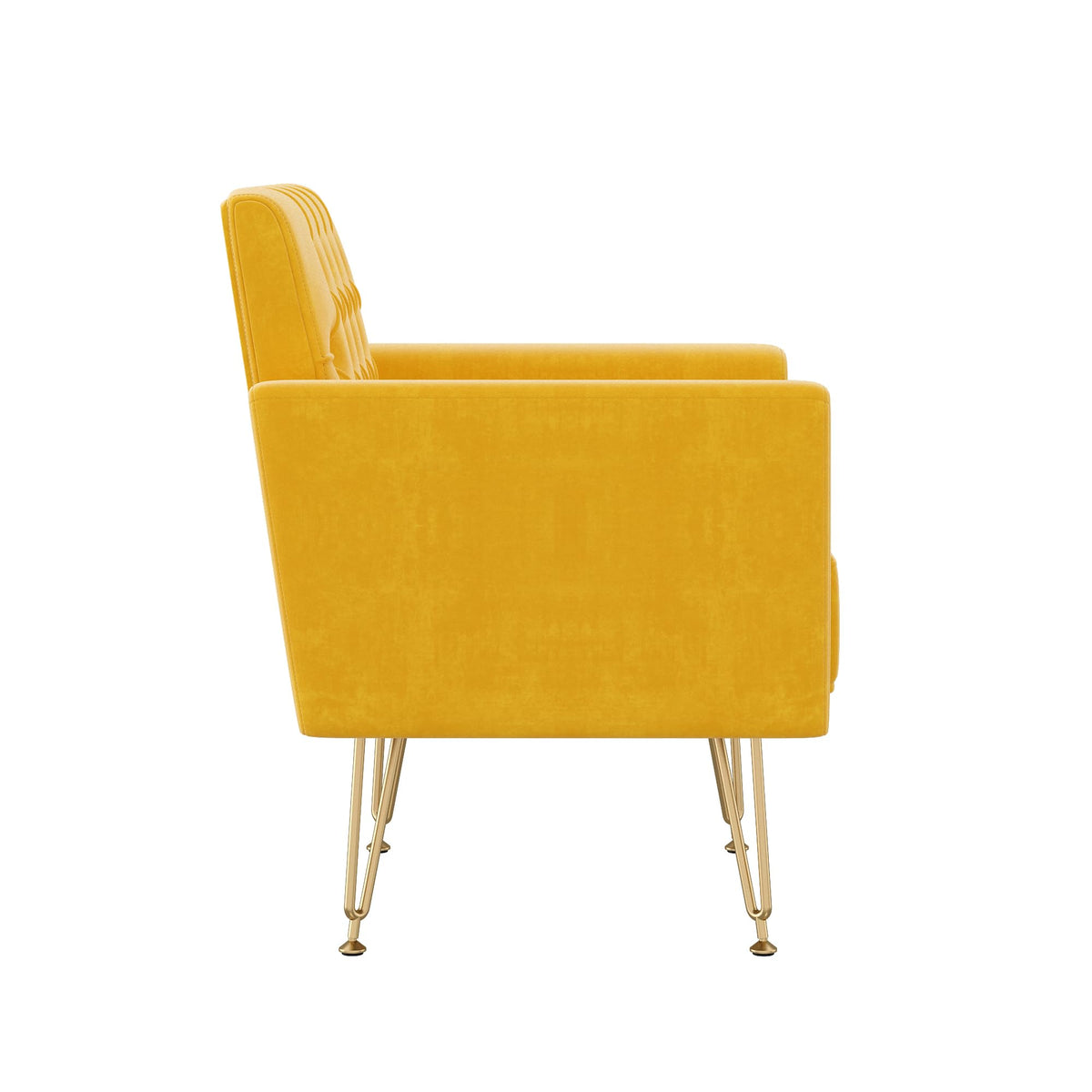 Velvet Upholstered Single Sofa Couch with Gold Metal Legs S4785