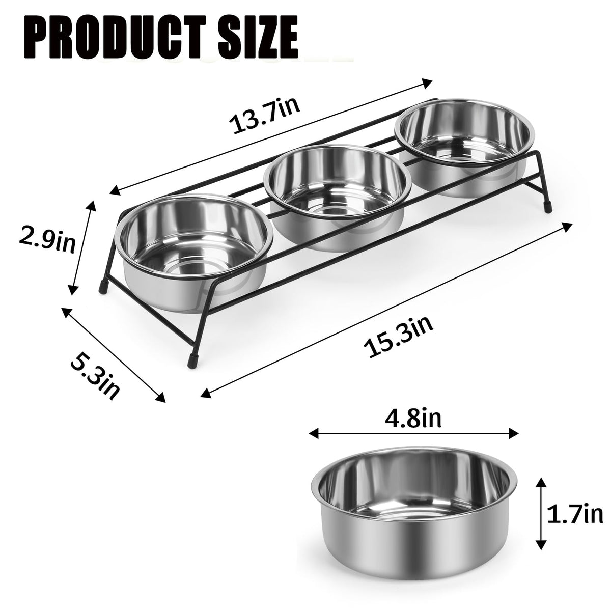 Raised Cat Bowls 3 Stainless Steel U392384