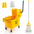 35 Quart Mop Bucket with Side Press Wringer on Wheels K887796