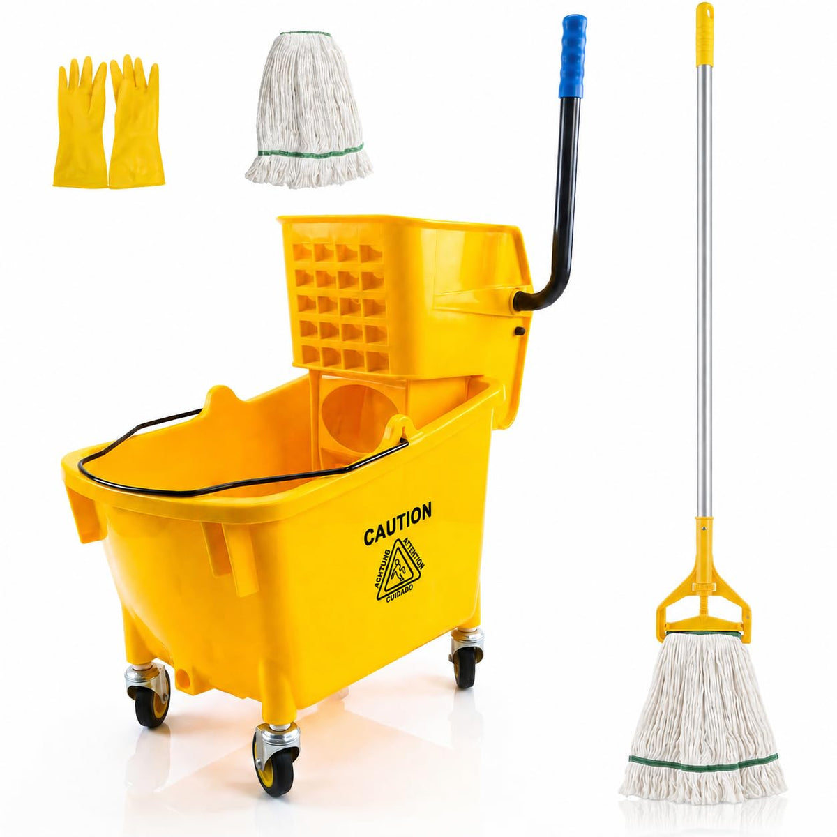 35 Quart Mop Bucket with Side Press Wringer on Wheels K887796