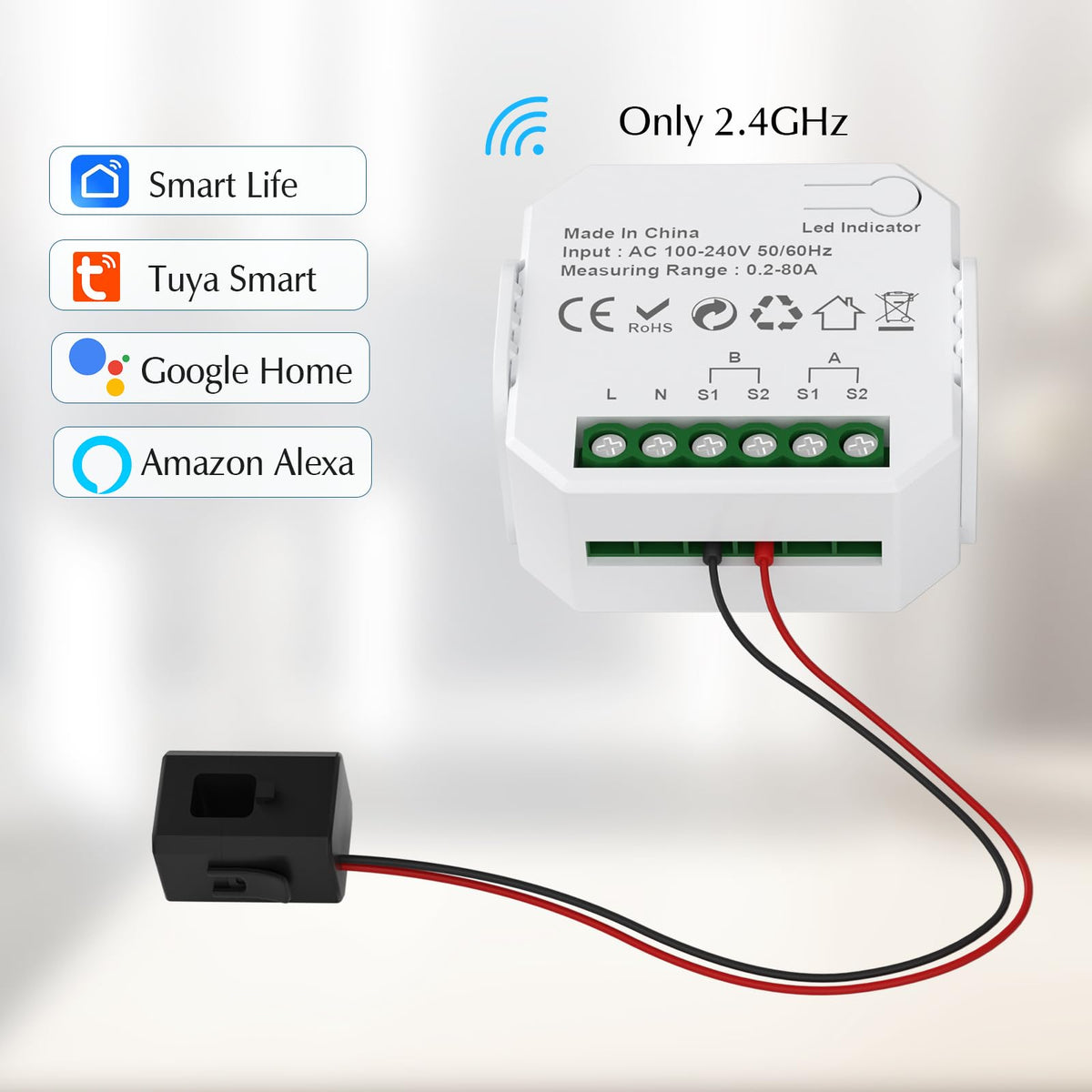 1-Channel WiFi Power Meter 80A Smart Energy Monitor G966
