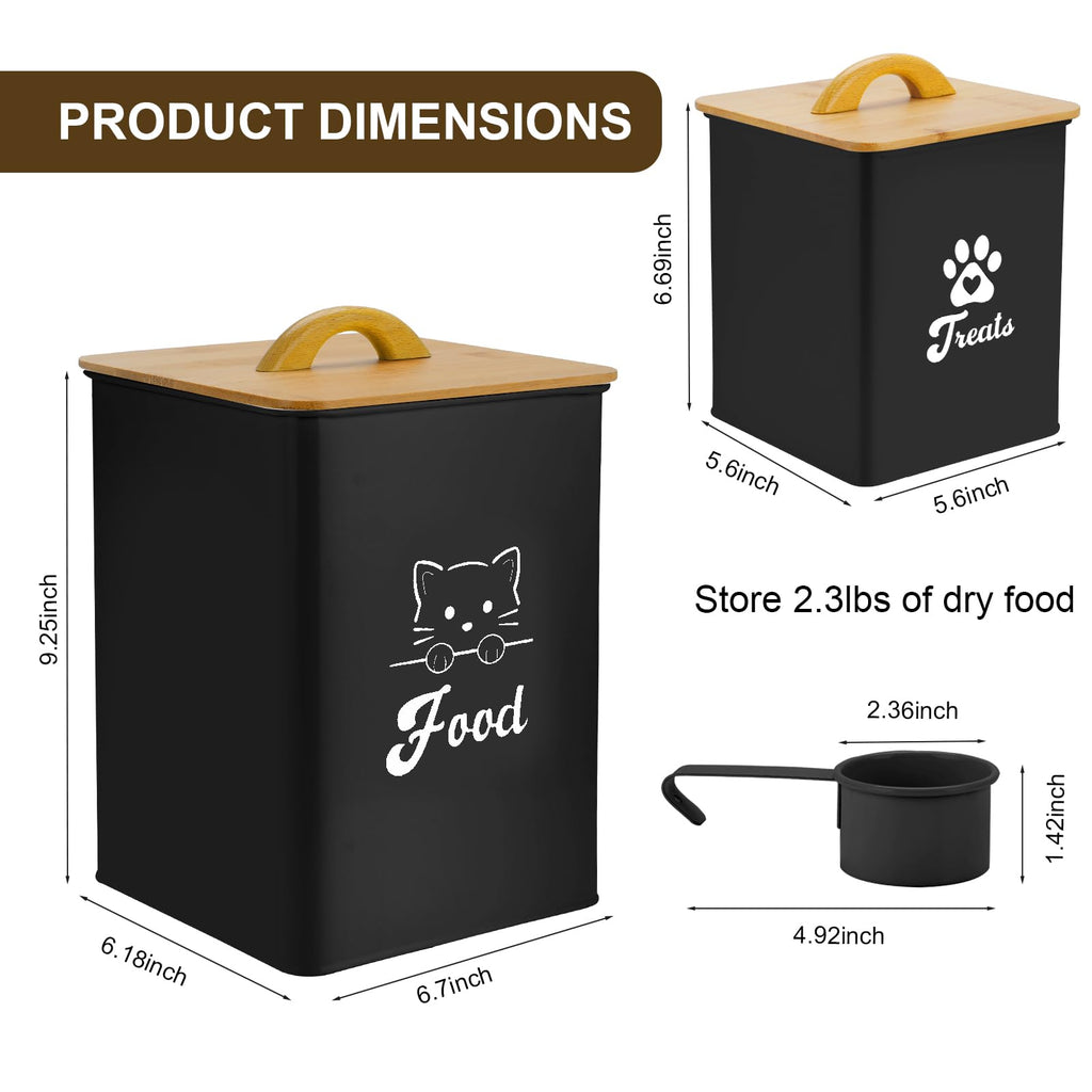 Black Airtight Cat Food Storage Container with Scoop T766330