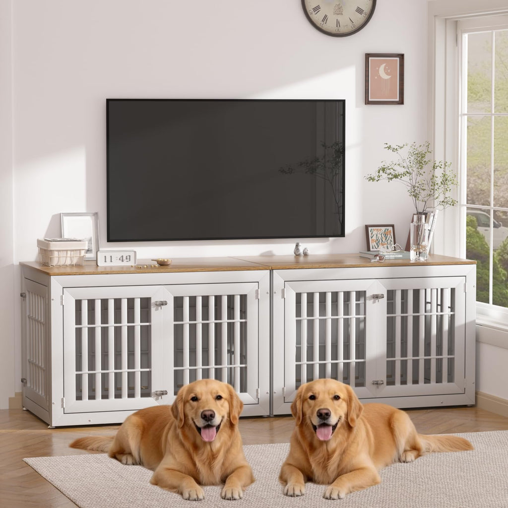48" XXL White Wooden Dog Crate Furniture E8949
