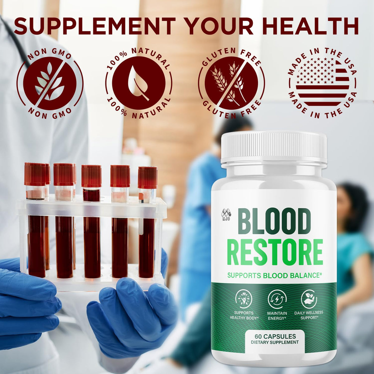 All Natural Blood Health Support Capsules 60 Capsules W295863