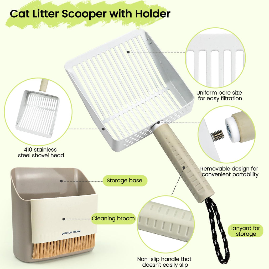 Stainless Steel Cat Litter Scoop with Holder G695610