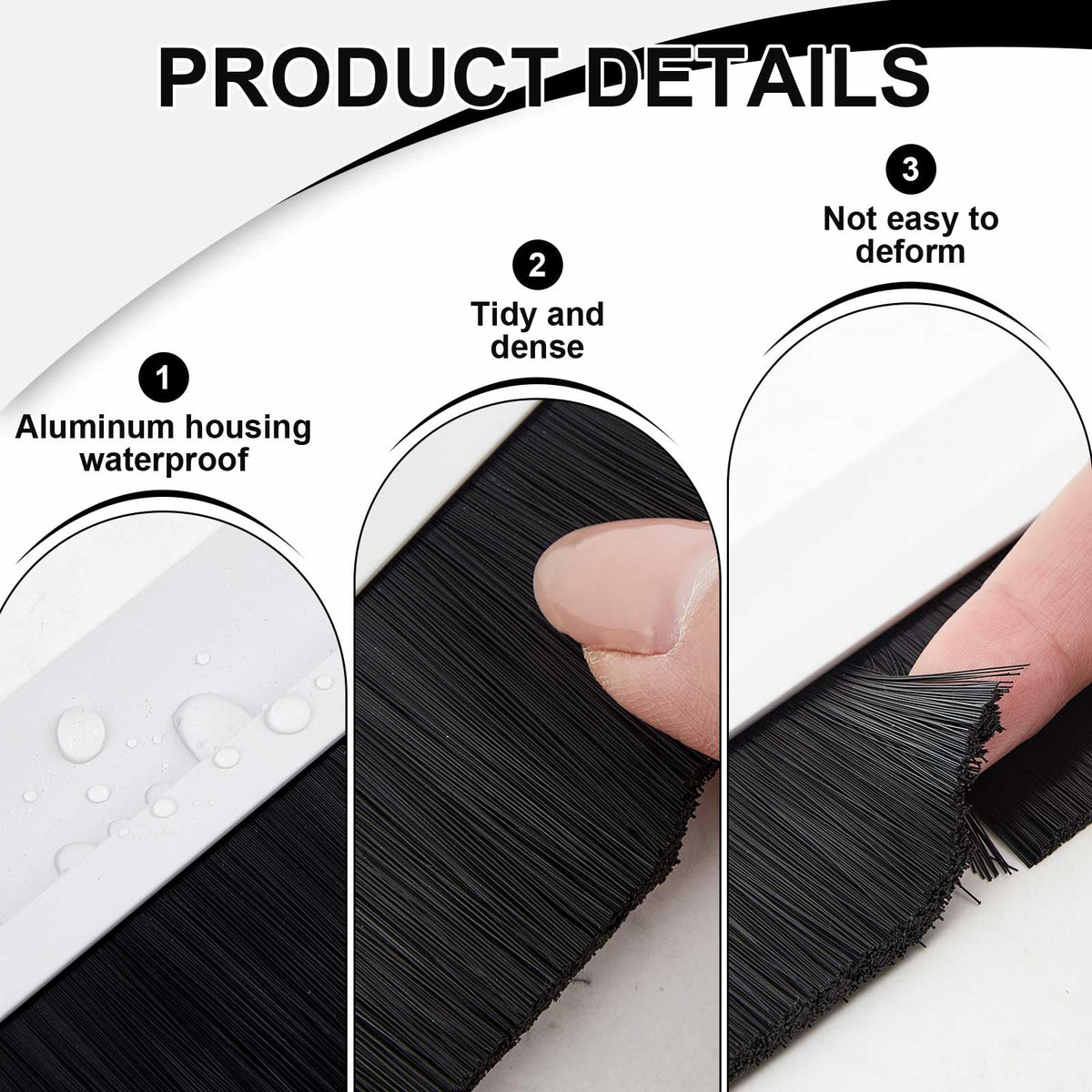 White 1 x 36 Inch Aluminum Door Sweep Brush 2 Set F855
