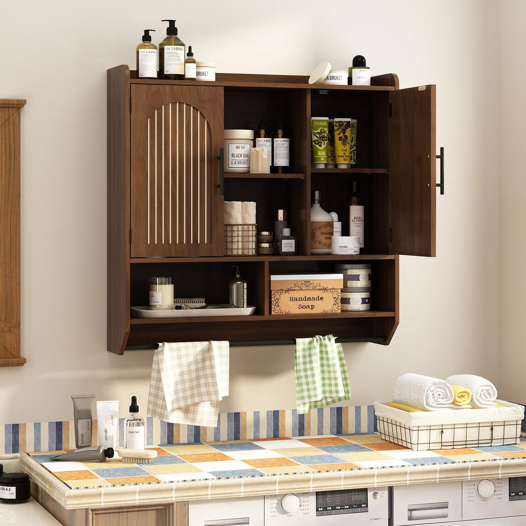Fluted Wall Cabinet with Arched Doors & Adjustable Shelves Q69212
