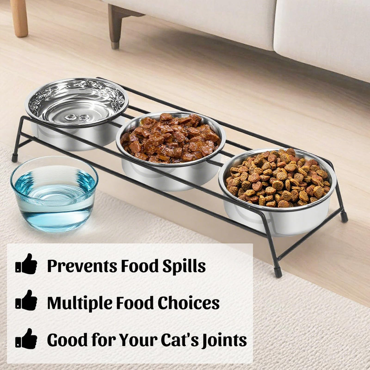 Raised Cat Bowls 3 Stainless Steel U392384