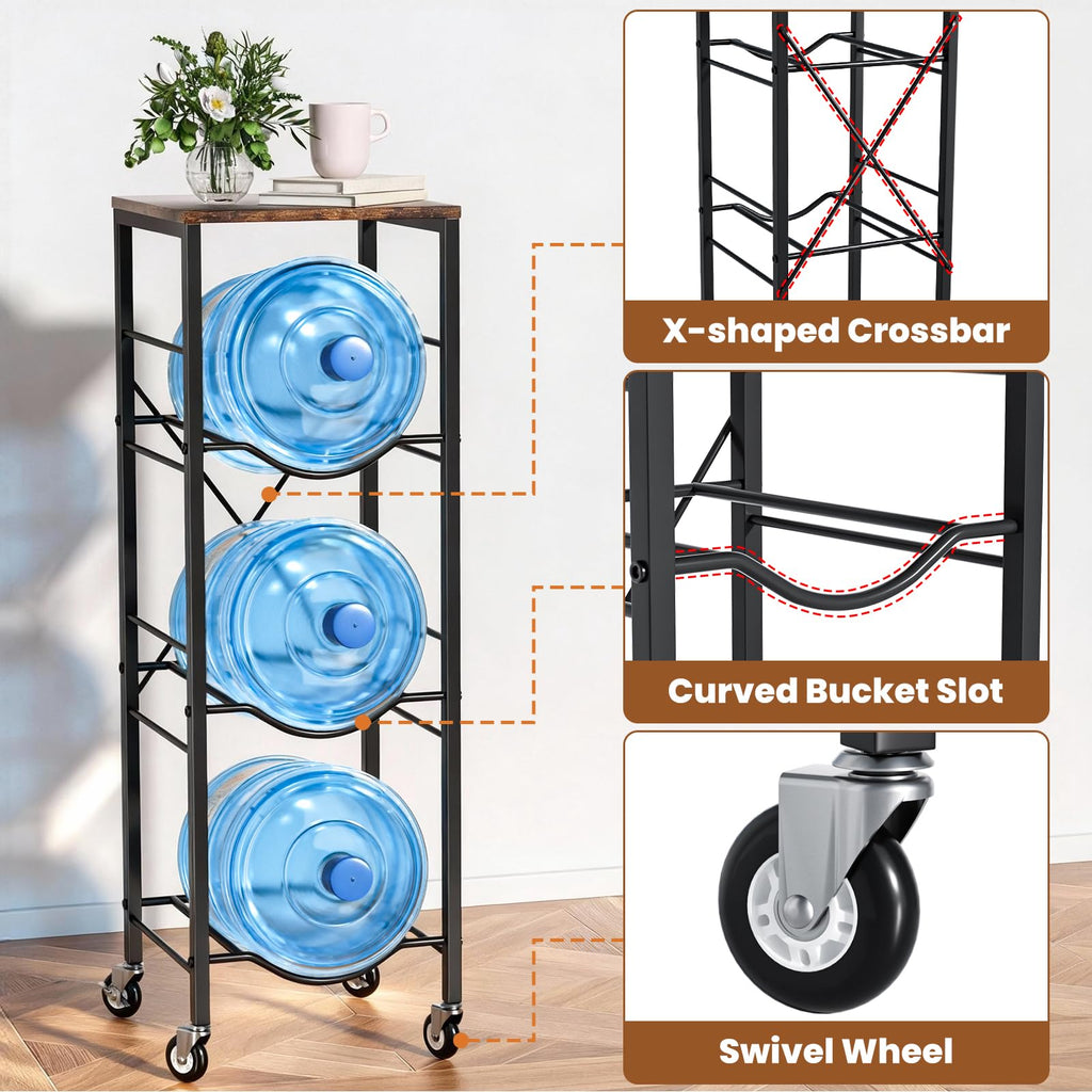 5 Gallon Water Jug Holder with Storage Shelves 3 Tier R8008