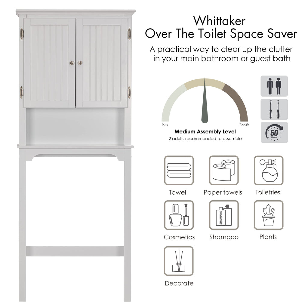 White Bathroom Storage Cabinet with Doors Z954403