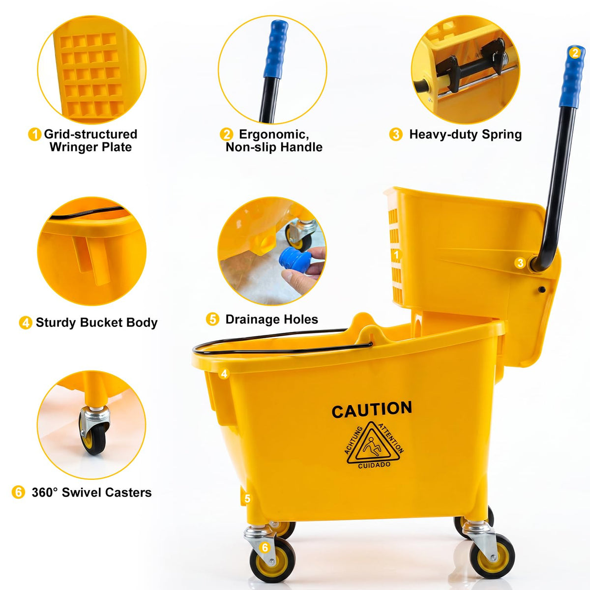 35 Quart Mop Bucket with Side Press Wringer on Wheels K887796