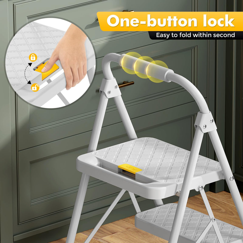 2 Step Folding Steel Ladder with Handrails W5707