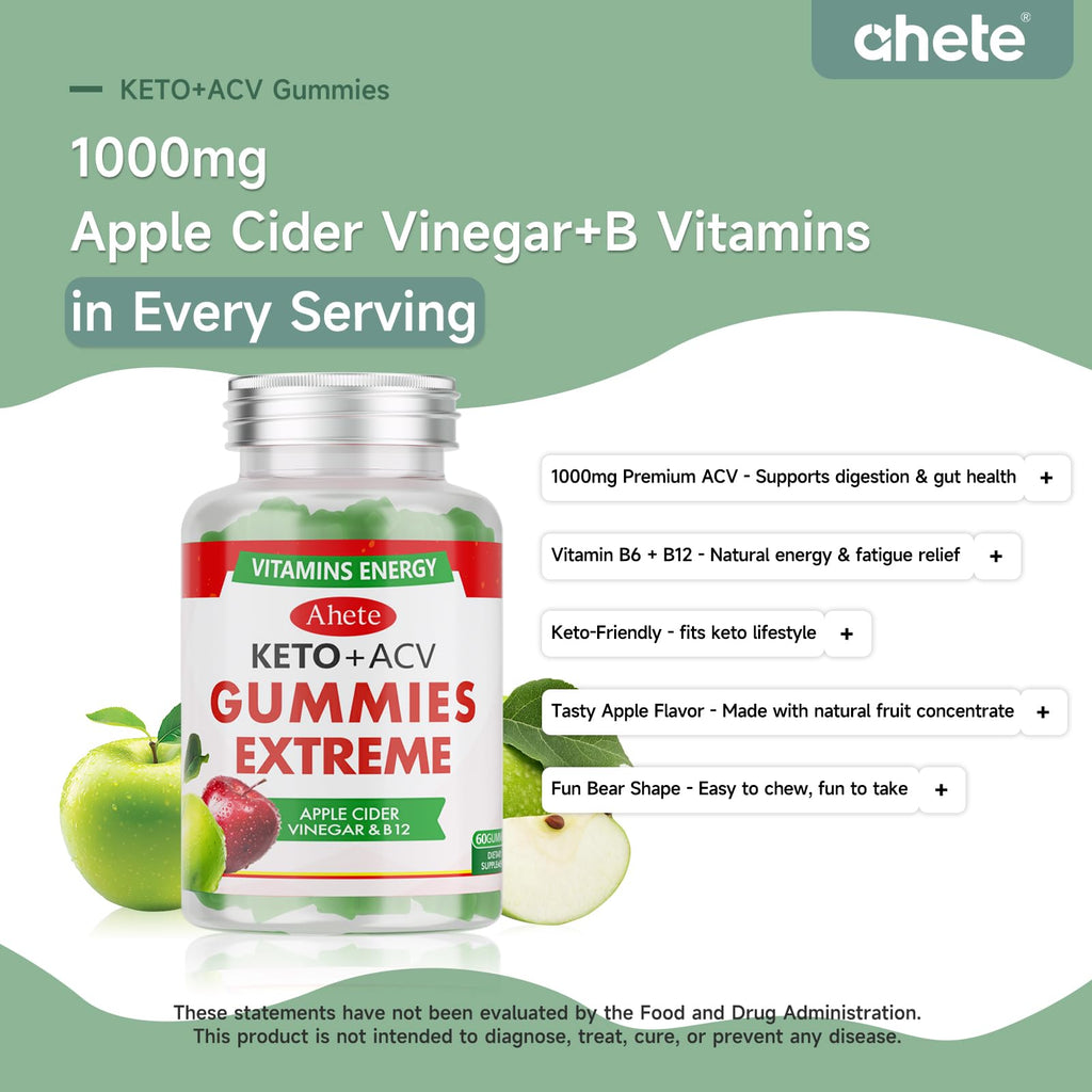 Apple Cider Vinegar Gummies with Vitamin B6, B12, Folate & Beet Root, 180 Gummies L861443