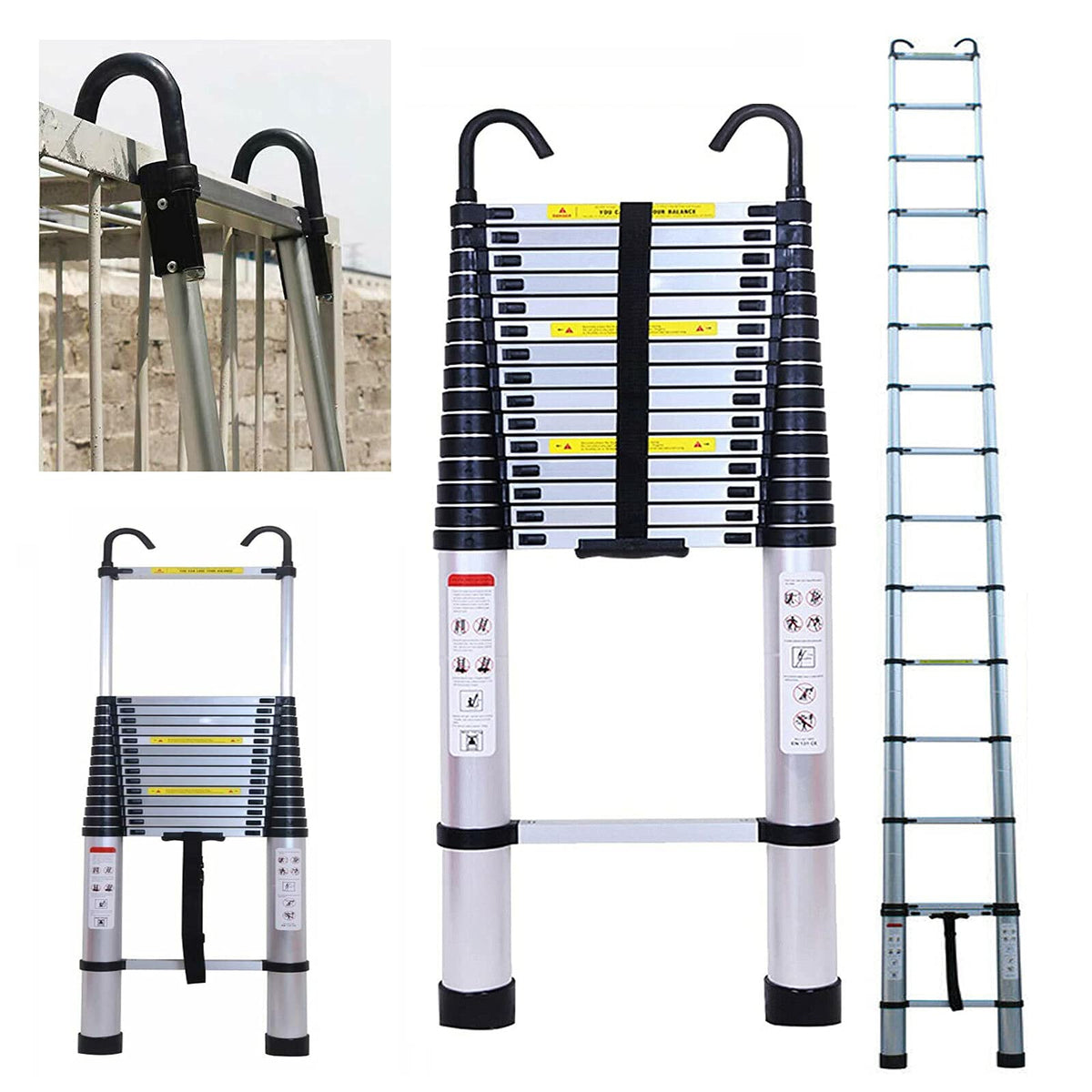 20.34 FT Aluminum Telescoping Extension Ladder 330lbs Capacity W4720