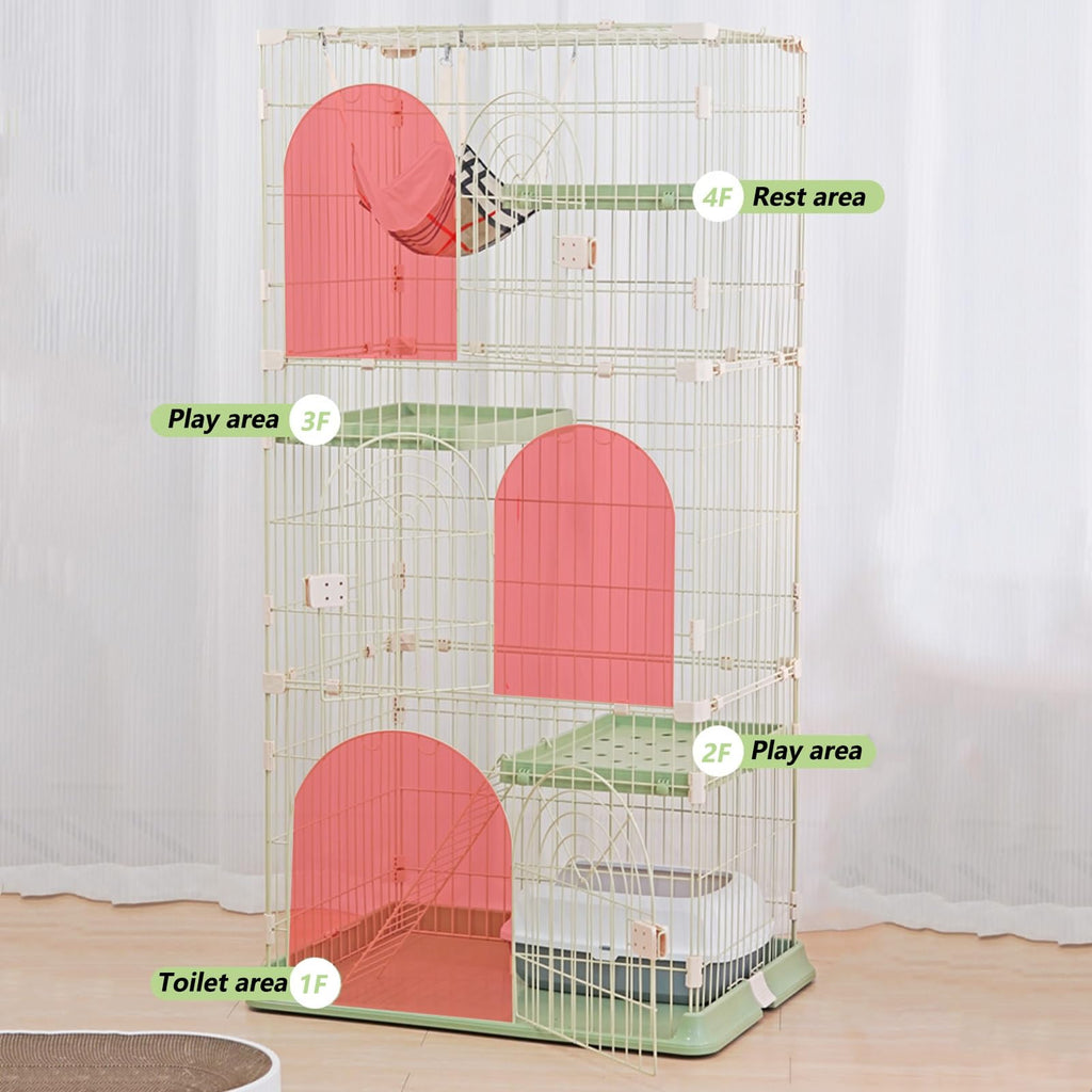 3/4-Tier Wire Cat Cage Playpen Kennel with Hammock E8812