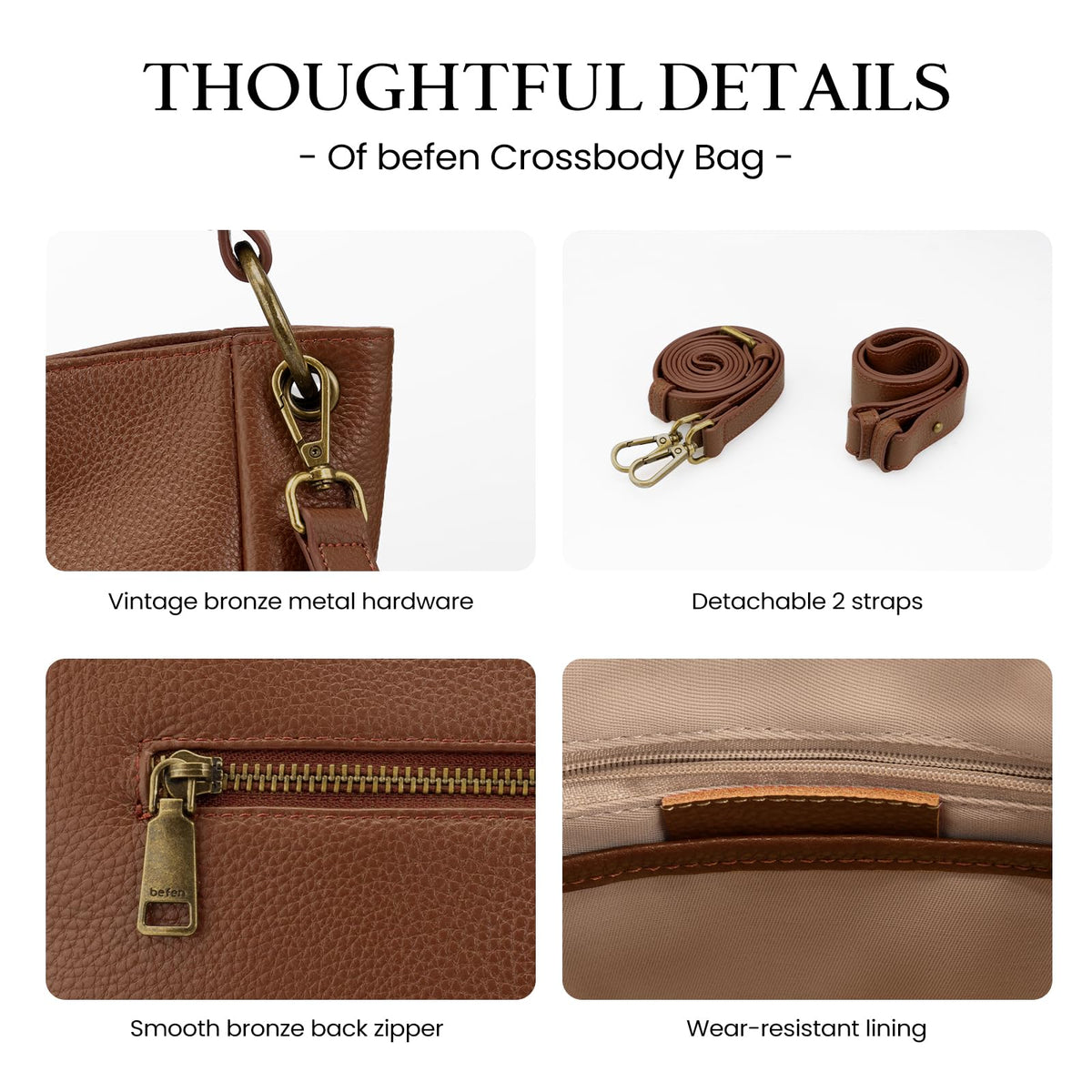 Genuine Leather Hobo Crossbody Bags with 2 Detachable Straps K22627