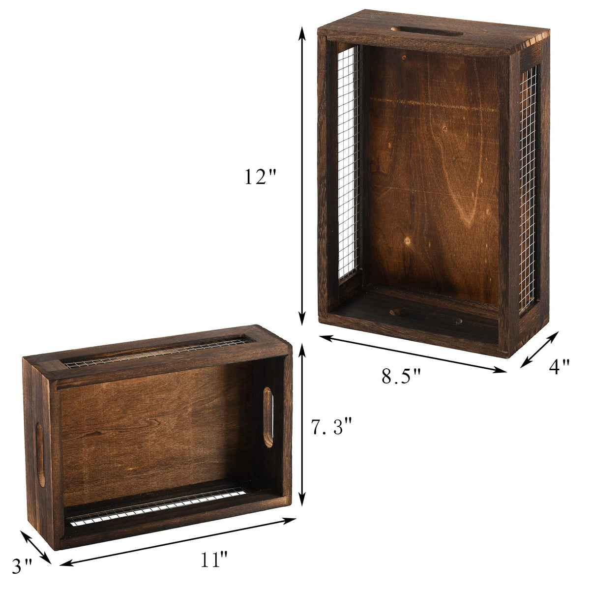 Set of 2 Rustic Wooden Nesting Boxes with Handle N9016