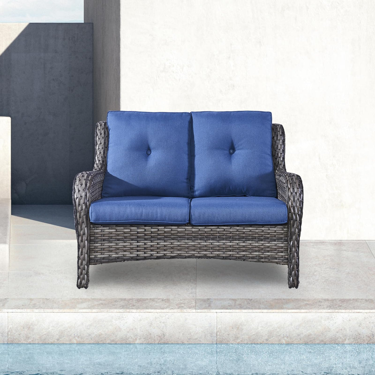 2-Seater Wicker Patio Sofa with Cushions Q871