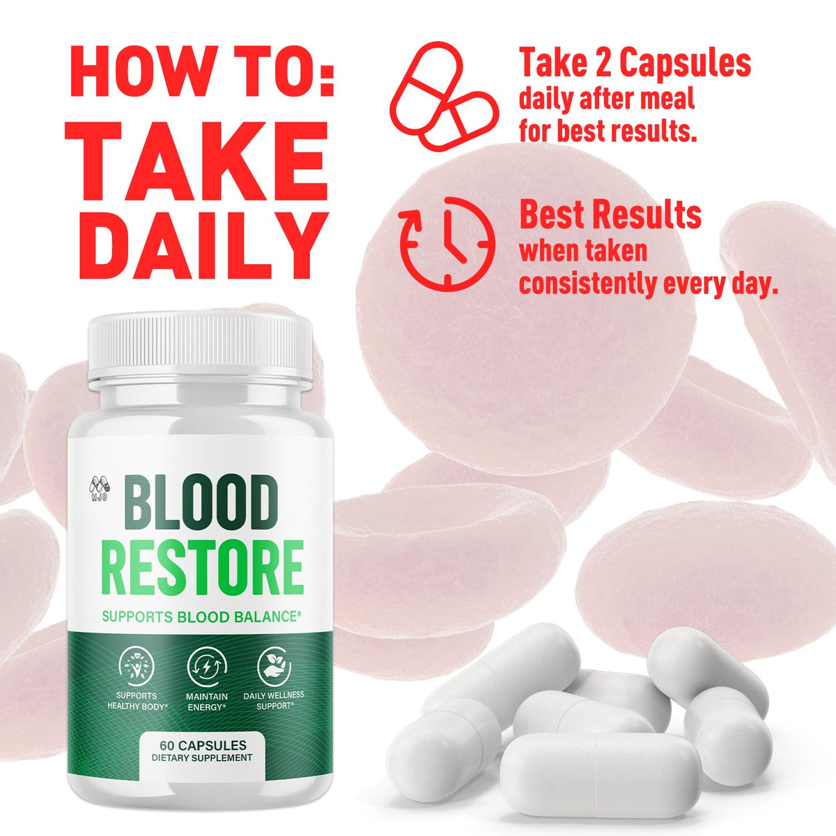 All Natural Blood Health Support Capsules 60 Capsules W295863